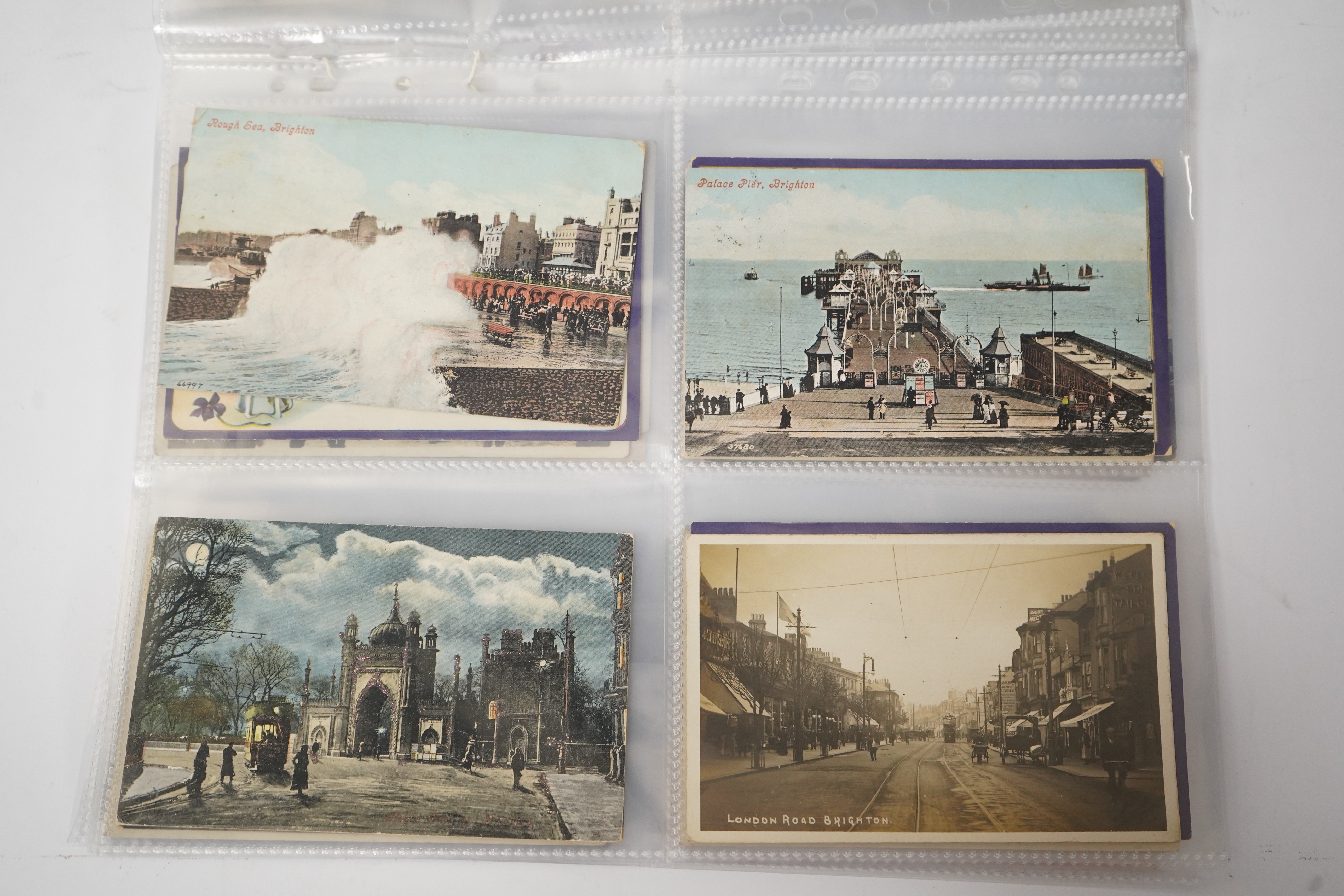 Brighton & Hove interest; a collection of one hundred and twelve assorted vintage postcards, mostly pre WW1, including novelty, shopfronts and Albion football matches